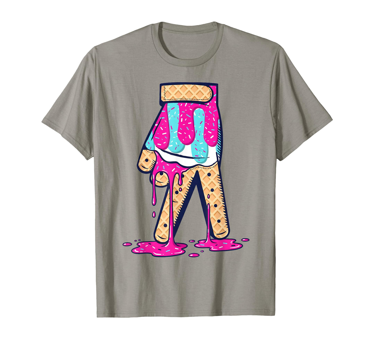 Baseball Ice Cream Drip Boys Glove Sprinkles Baseball Lover T-Shirt