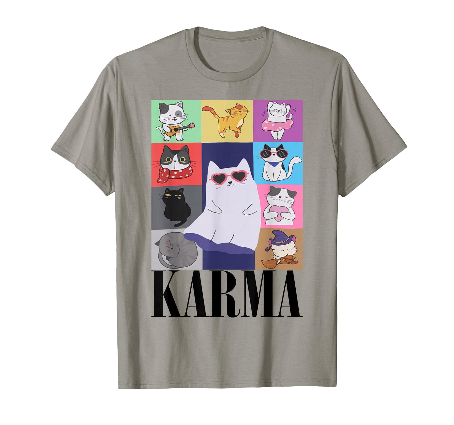 Vintage Cat Music For Teens Girls Kids Women Men Karma T-Shirt