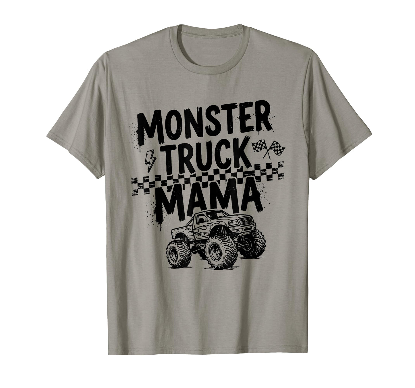 Monster Truck Mama Checkered Mothers Day Mom Birthday Women T-Shirt