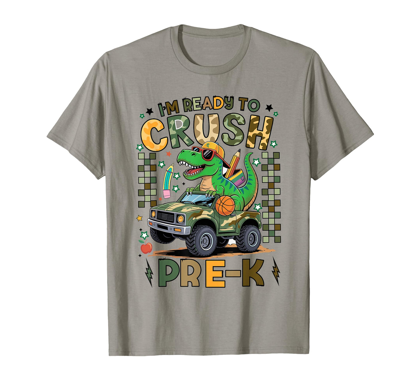 Back to School Kids Boys I’m Ready to Crush Pre-k T-Rex T-Shirt