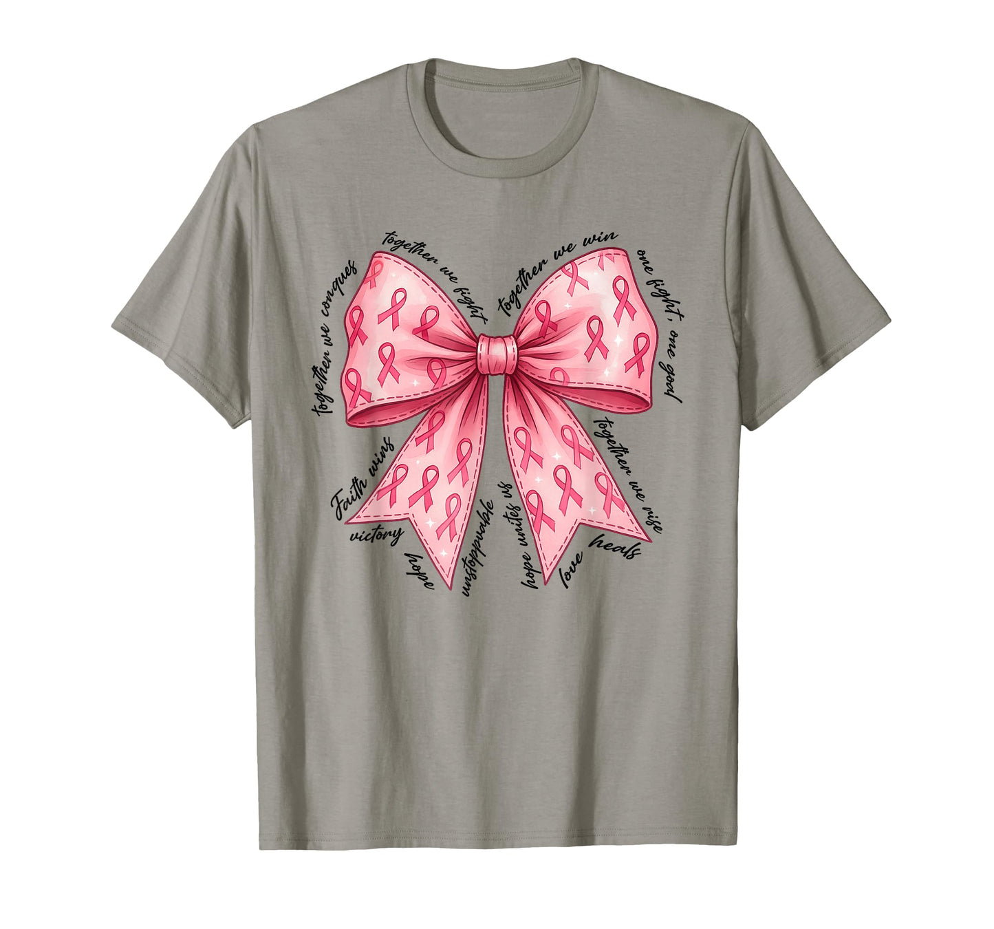 Pink Bow Breast Cancer Pink Ribbon in October We Wear Pink T-Shirt