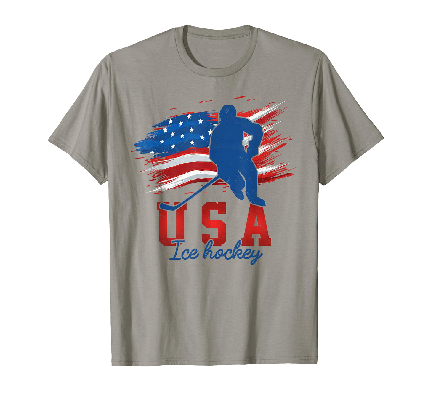 American Flag Ice Hockey 4th of July USA Support Team T-Shirt