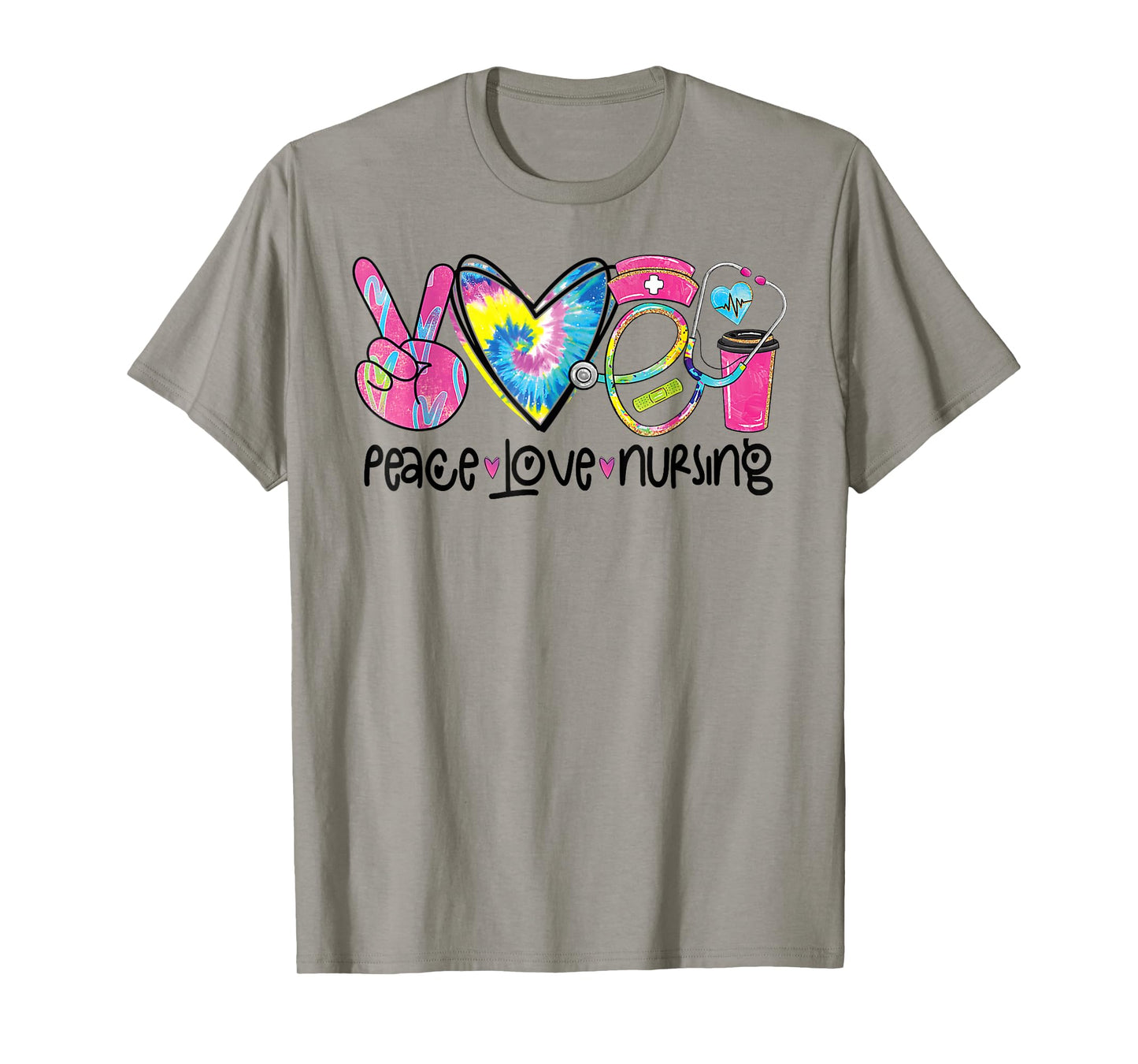 Peace Love Nursing Stethoscope Tie Dye Nurse 2024 T-Shirt
