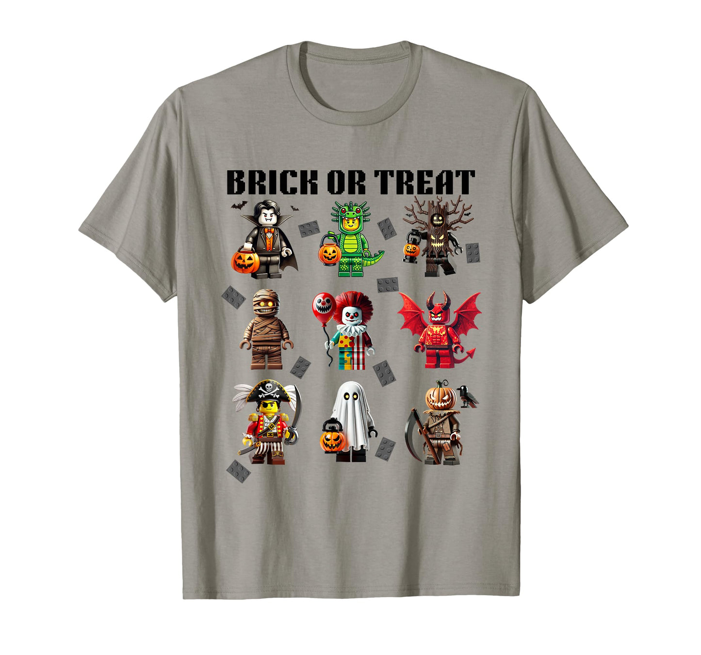 Building Bricks Halloween Brick Or Treat Costume Monsters T-Shirt