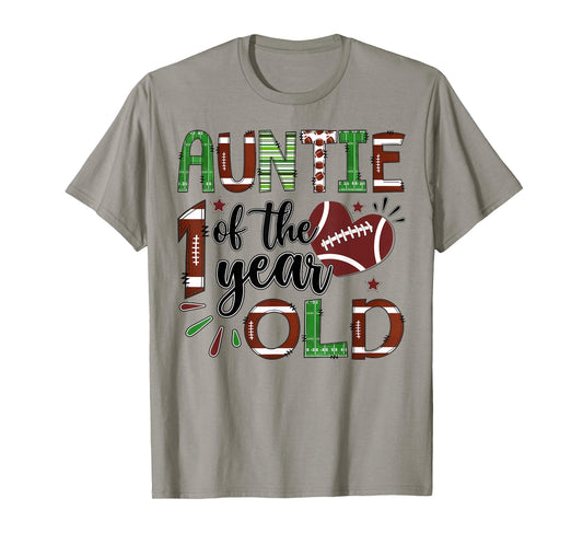 Auntie of The 1 Year Old Football 1st Birthday Boy Matching T-Shirt