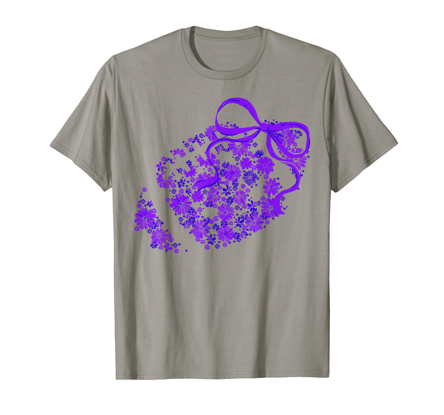 Floral Football Game Day Girly Coquette Team Spirit Purple T-Shirt