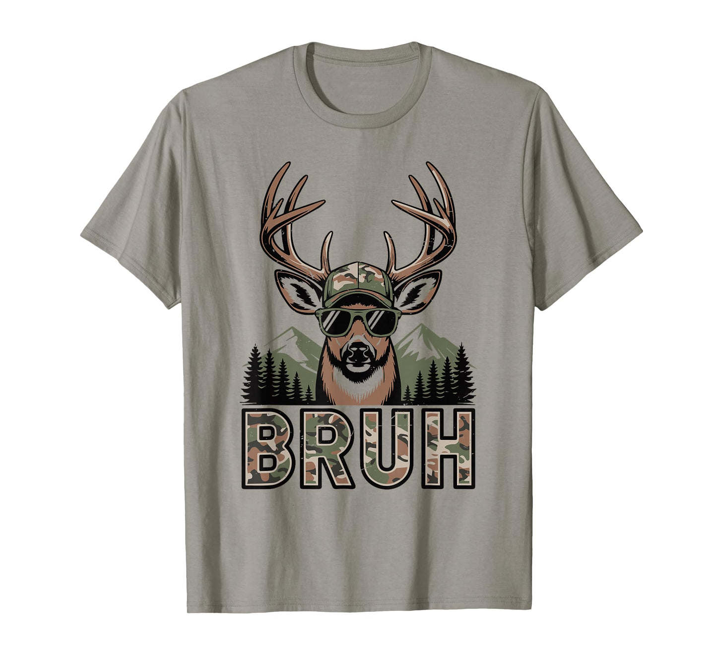 Bruh Camo Deer Hunting Camouflage Elk Buck Funny Youth Boys T-Shirt