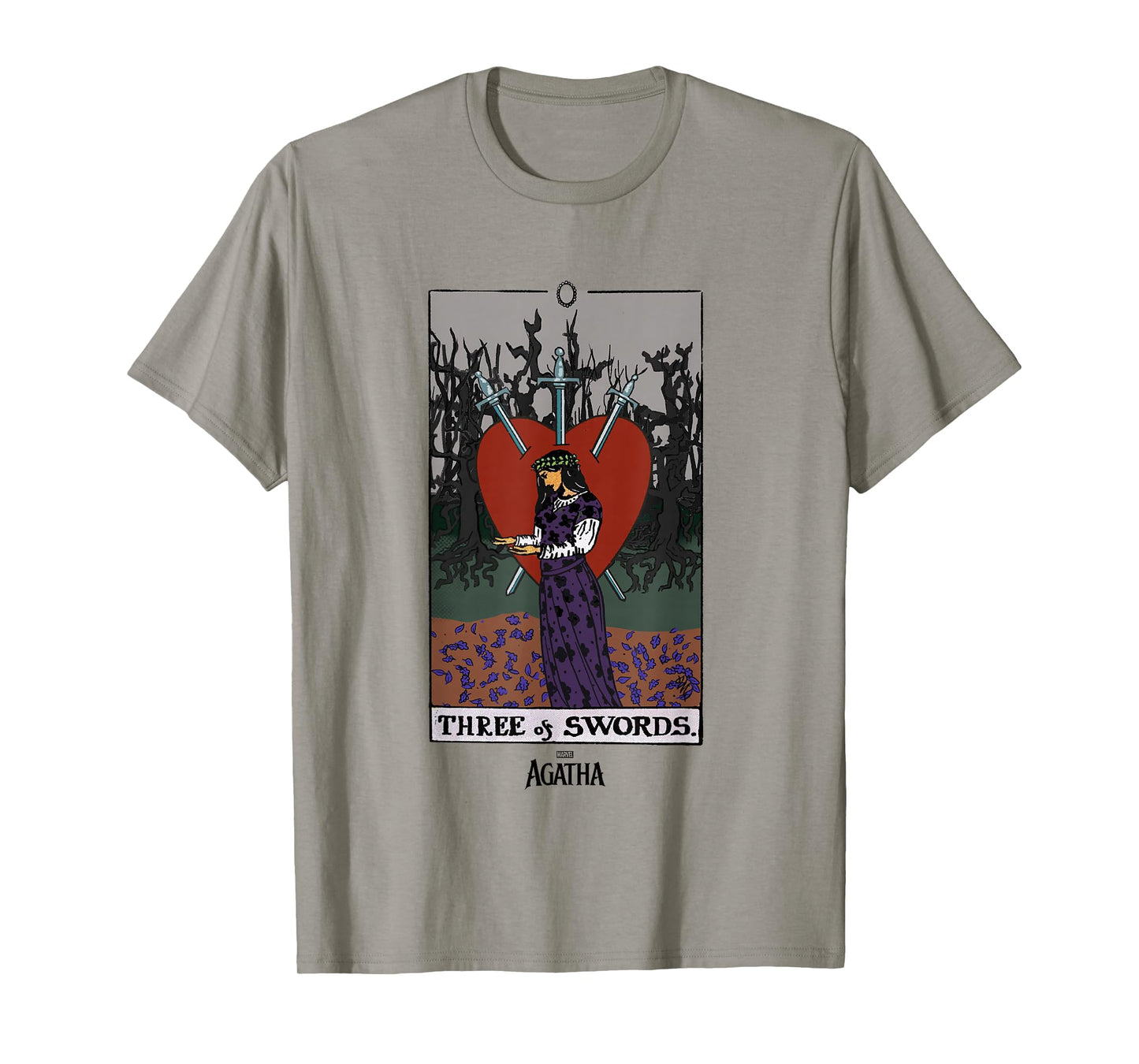 Marvel Agatha All Along Three Of Swords Vintage Tarot T-Shirt