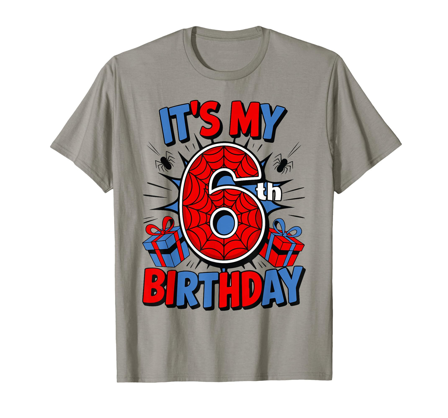 It's My 6th Birthday Spider Theme Party 6 Year Old Boys Kids T-Shirt
