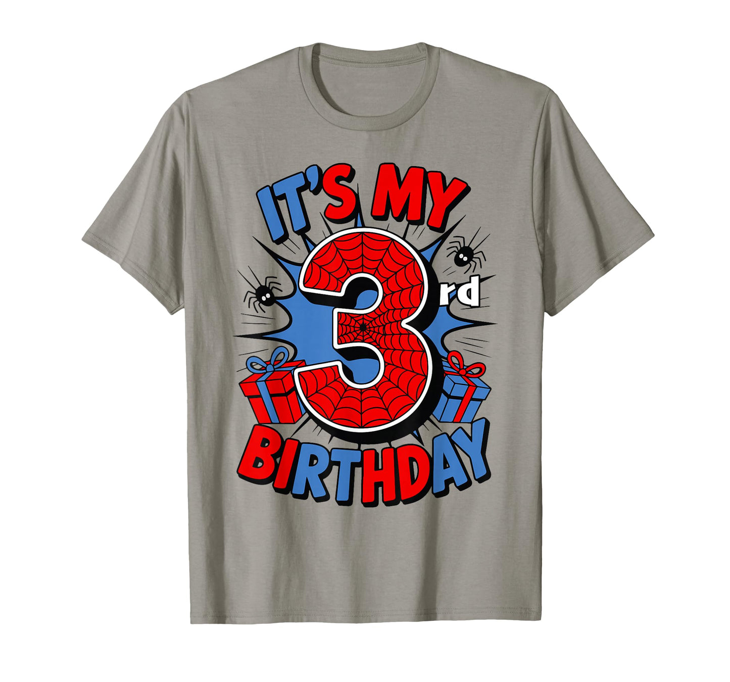 It's My 3rd Birthday Spider Theme Party 3 Year Old Boys Kids T-Shirt