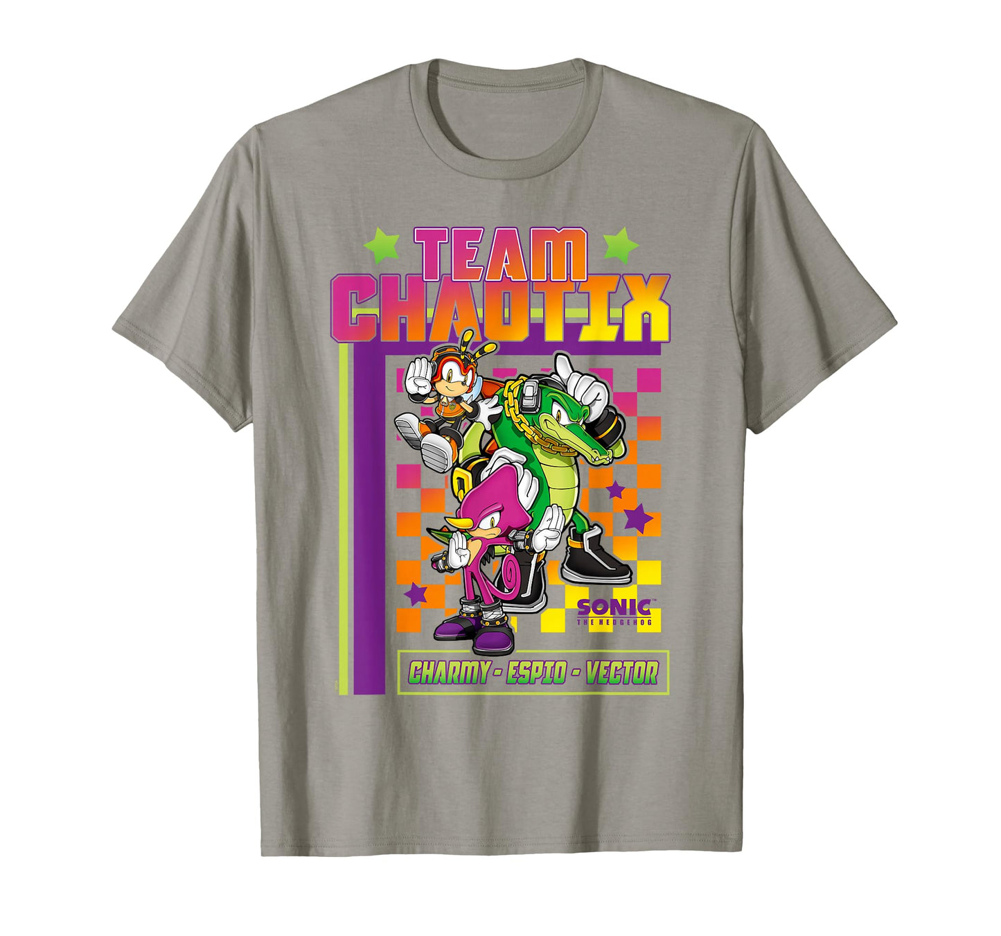 Sonic The Hedgehog Team Chaotix Charmy Espio Vector Logo T-Shirt