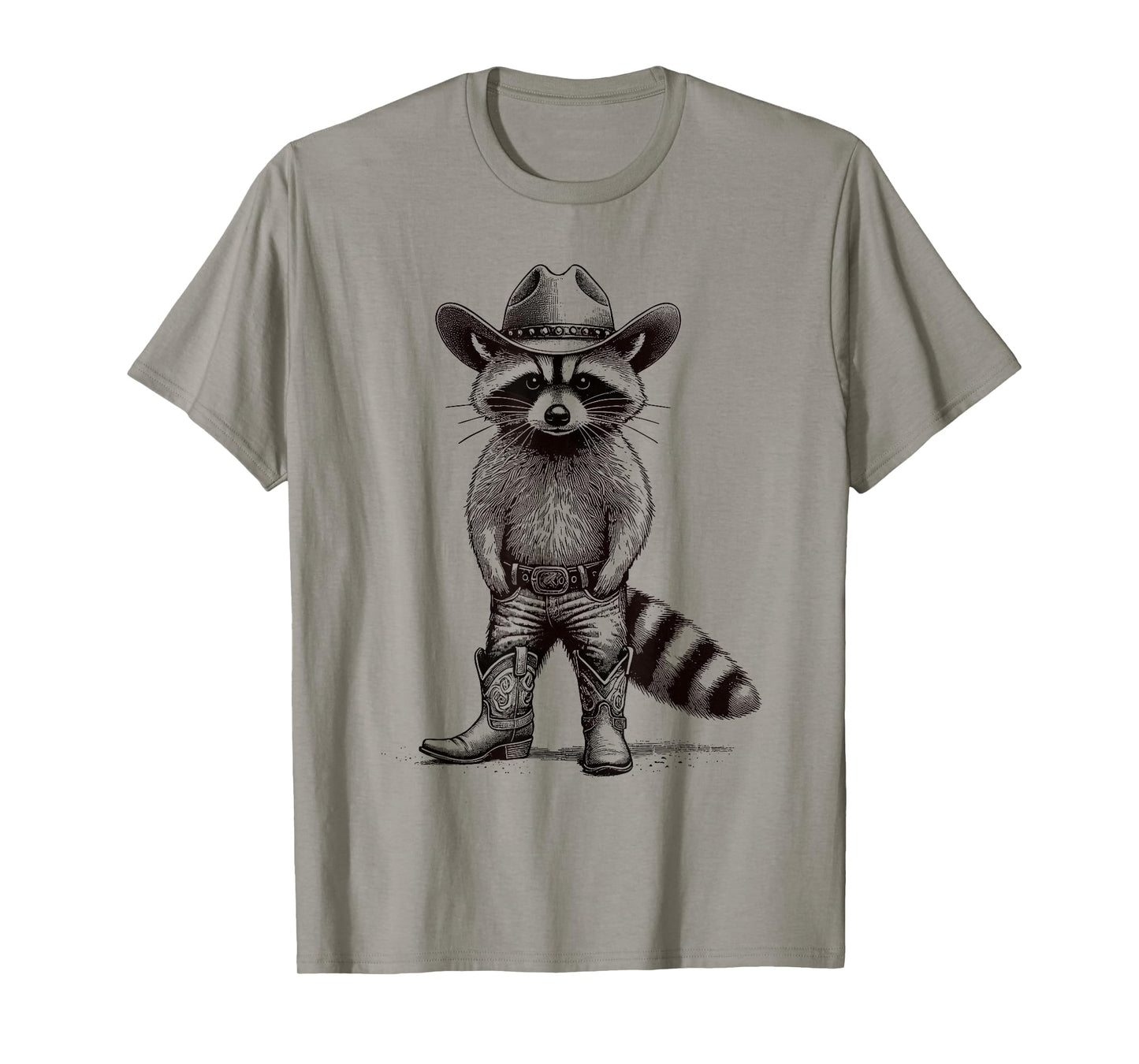 Country Animal Themed Gifts For Men, Women & Youth Vintage Cowboy Hat Raccoon & Cowgirl, Funny Western T-Shirt