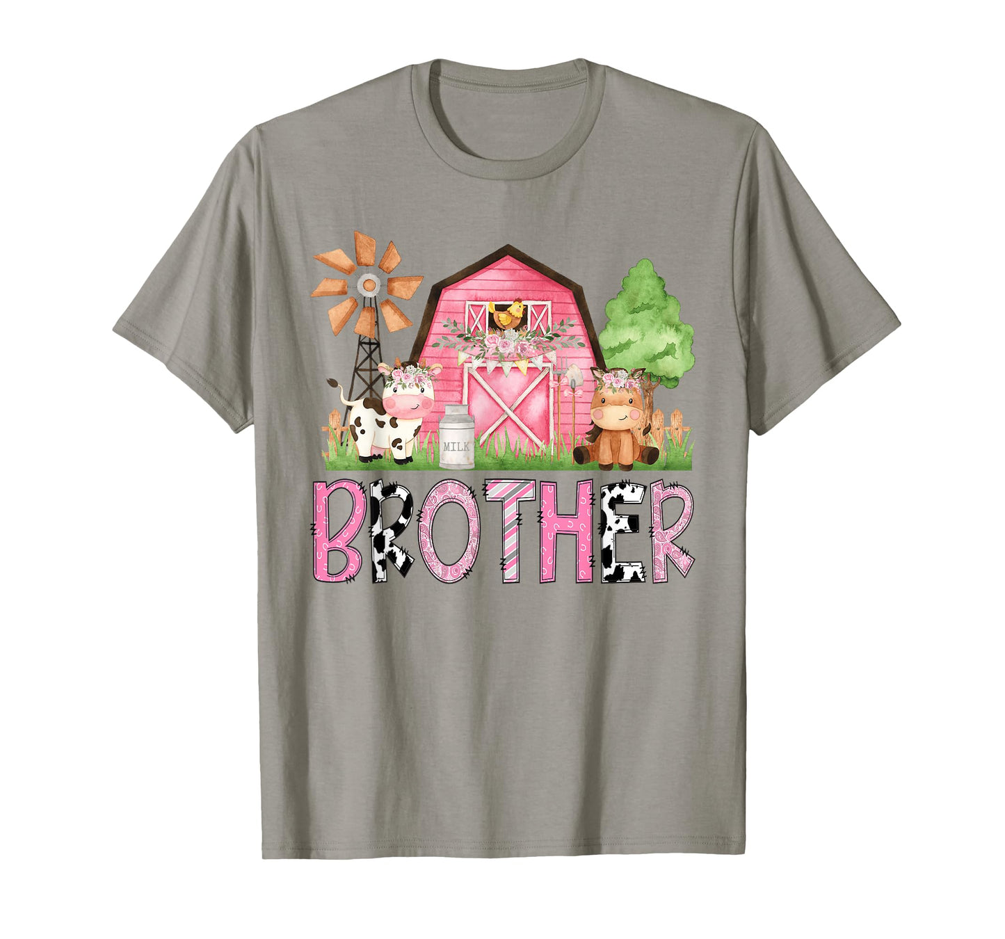 Brother Pink Farm Animal Birthday Kids Matching Family T-Shirt