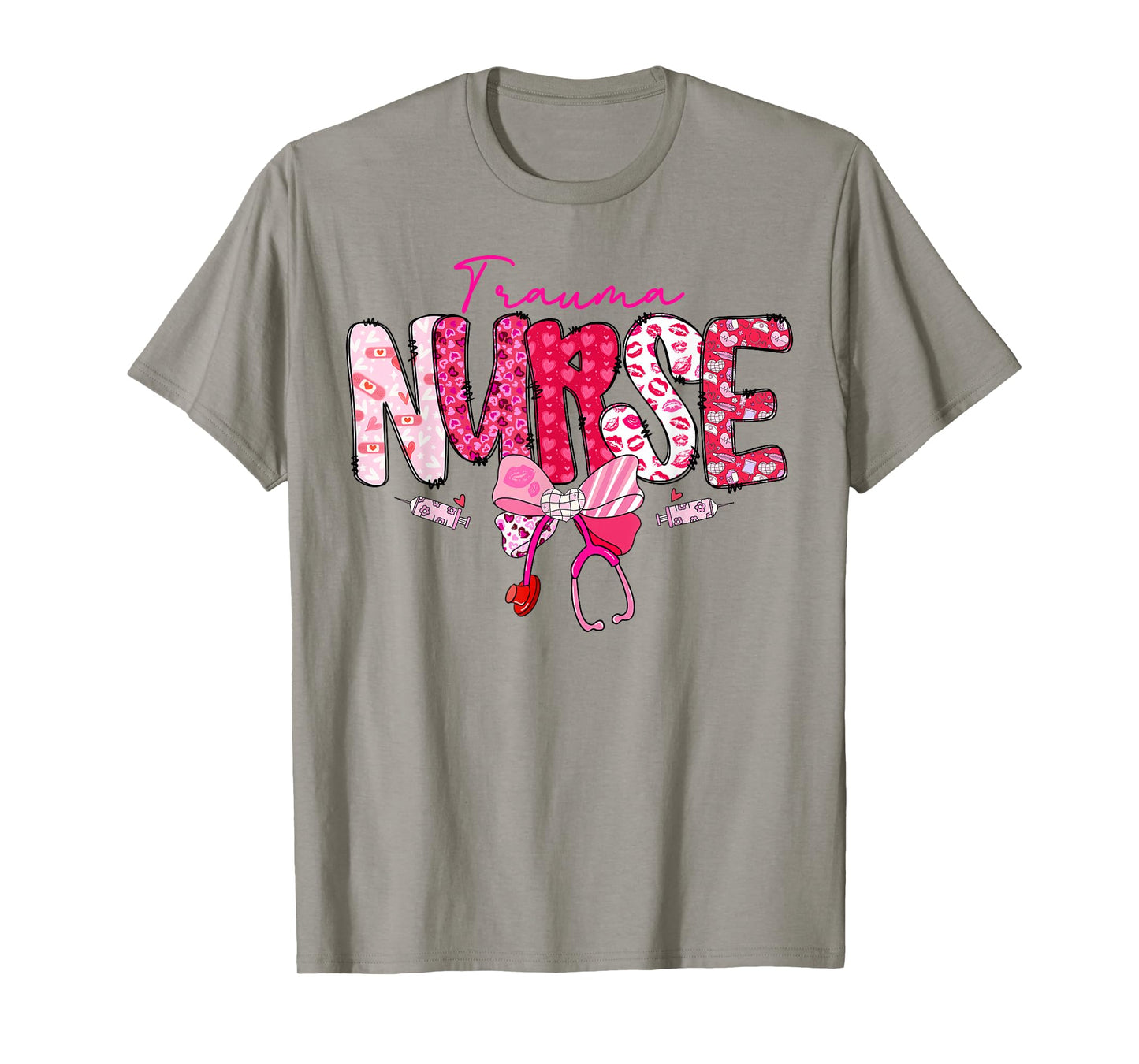 Trauma Nurse Valentine's Day Stethoscope Coquette Bow T-Shirt