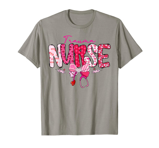 Trauma Nurse Valentine's Day Stethoscope Coquette Bow T-Shirt