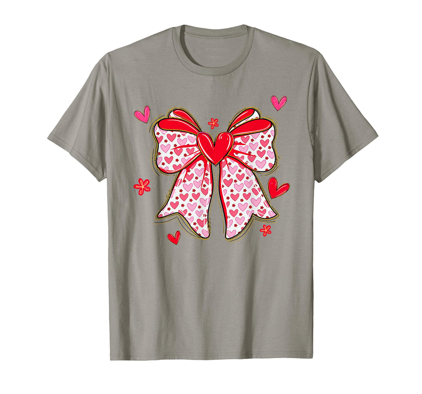 Valentines Day Hearts Coquette Bow Women Girls T-Shirt