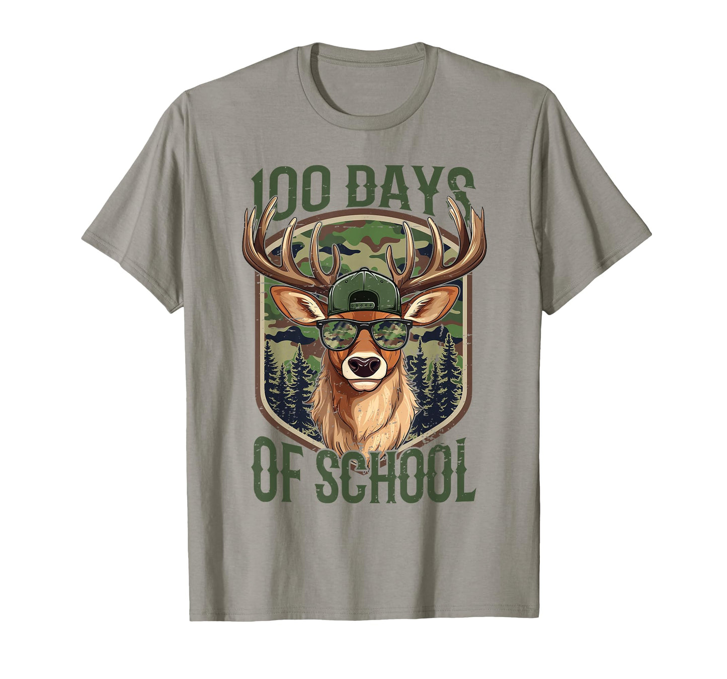 Deer 100 Days of School Shirt Student Boys Teacher 100th Day T-Shirt