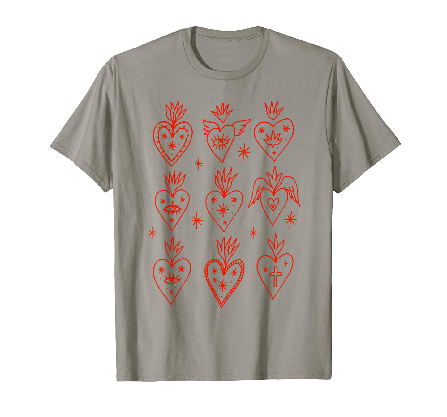 Valentine’s Day Mexican Milagro Gothic Goth Sacred Hearts T-Shirt