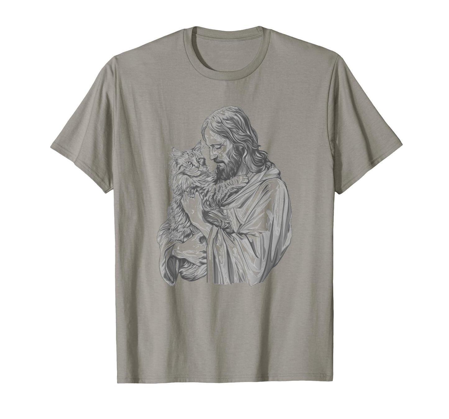 Jesus Holding Maine Coon Cat Longhair Pet Cat God T-Shirt for Men Women