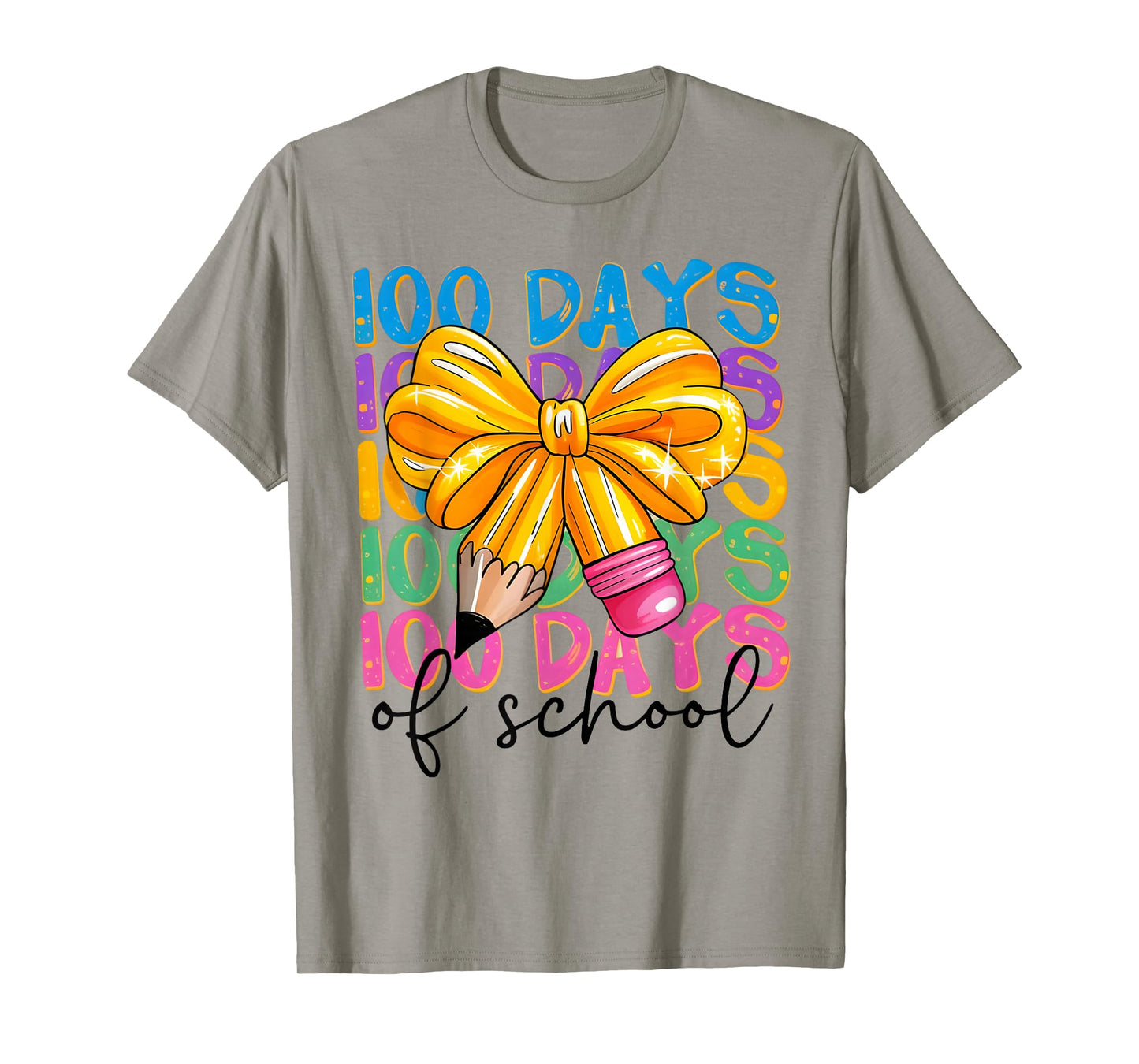 100 Days of School Celebration Pencil Bow Teacher Student Gi T-Shirt