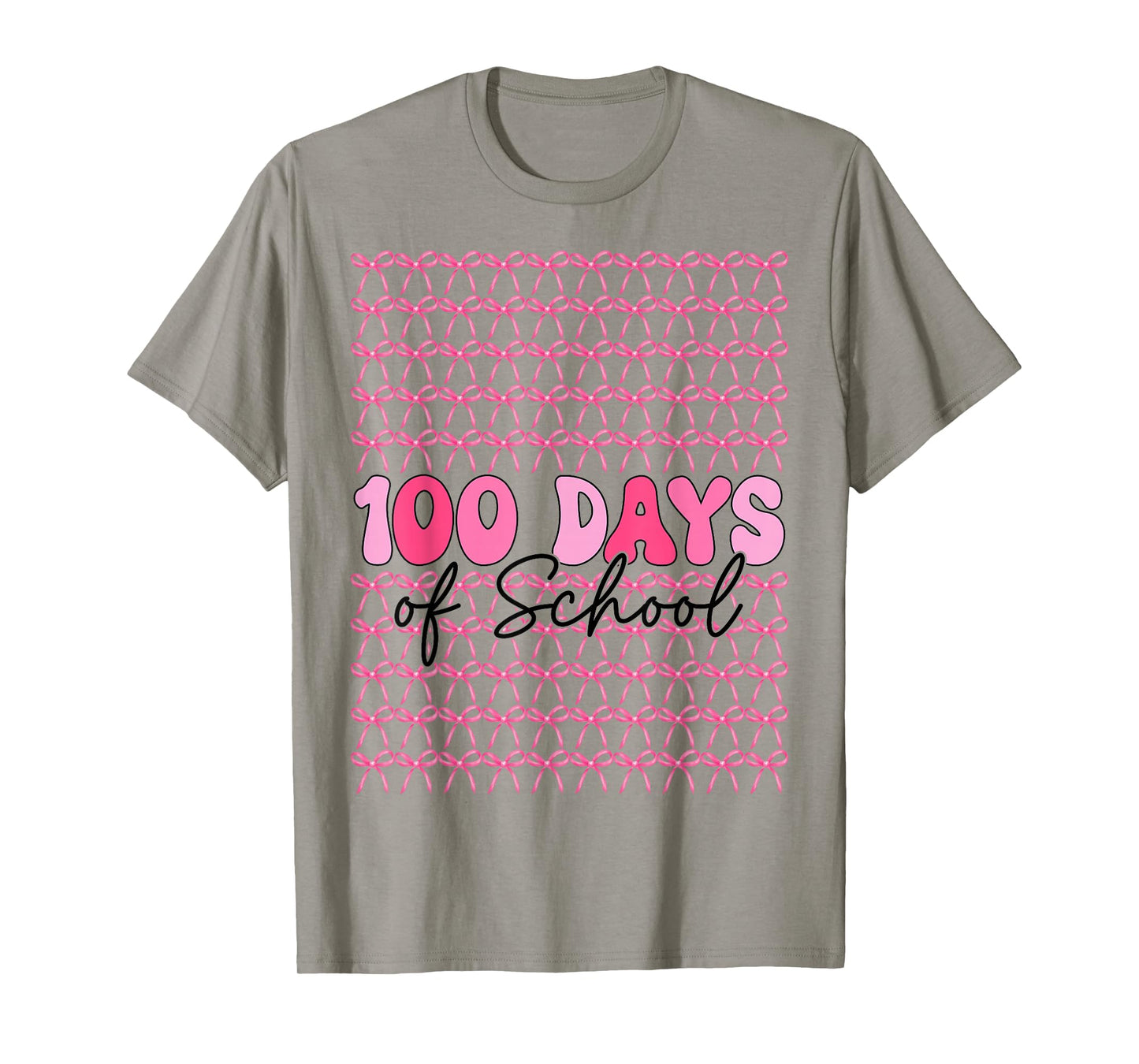 Pink 100th Day of School Bow Girl 100 Days of School Teacher T-Shirt