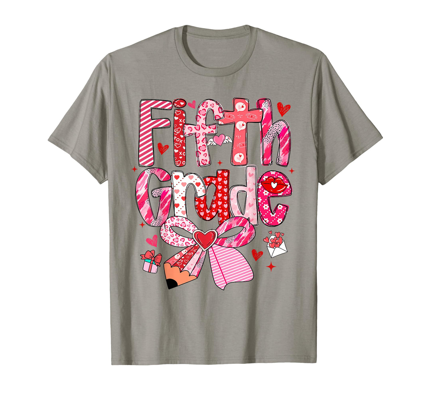 Fifth 5th Grade Valentines Day Coquette Bow Teachers Girls T-Shirt