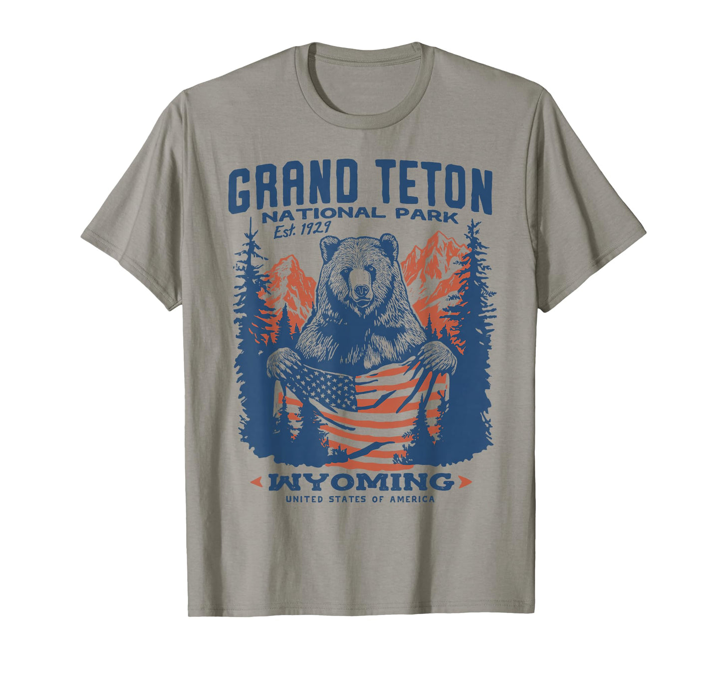 Patriotic Grand Teton Park Bear Flag T-Shirt