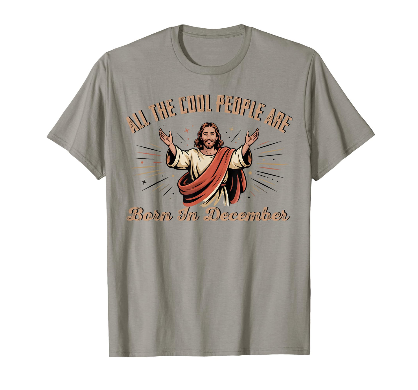 Retro Cool People are Born in December Christian Christmas T-Shirt