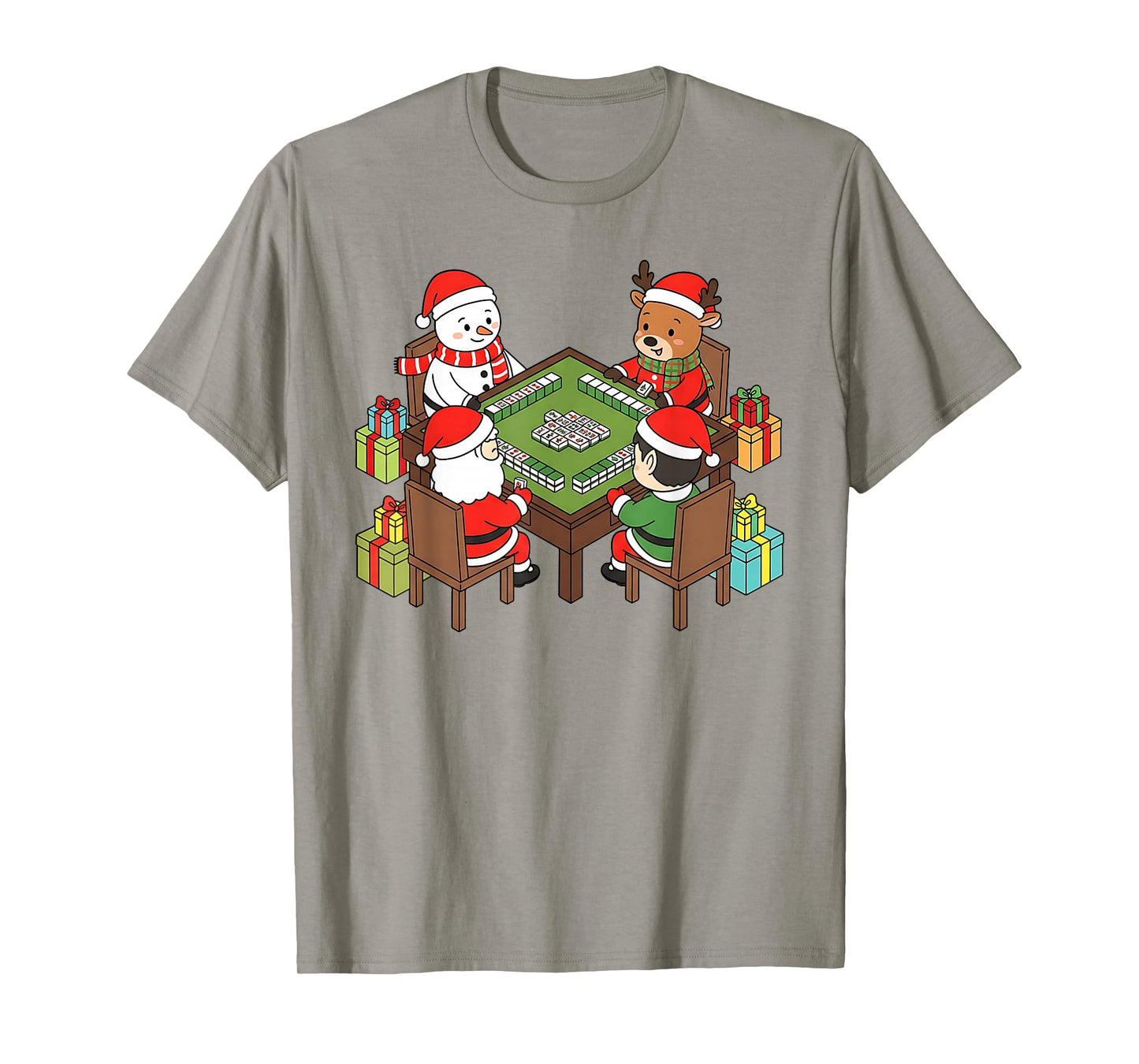 Funny Christmas Mahjong Santa Snowman Elf Reindeer Gift T-Shirt