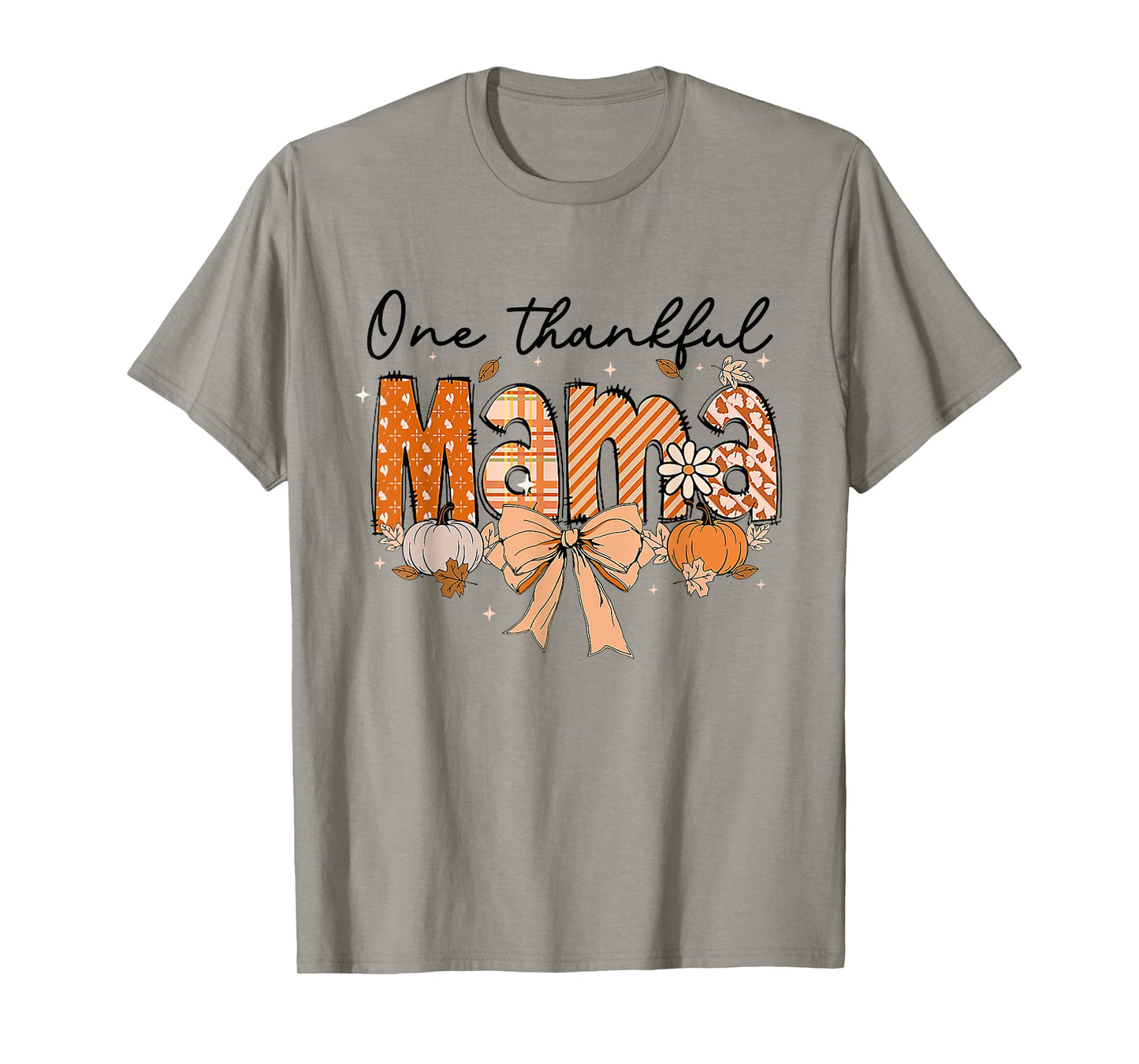 One Thankful Mama Pumpkin Fall Coquette Bow Thanksgiving Mom T-Shirt