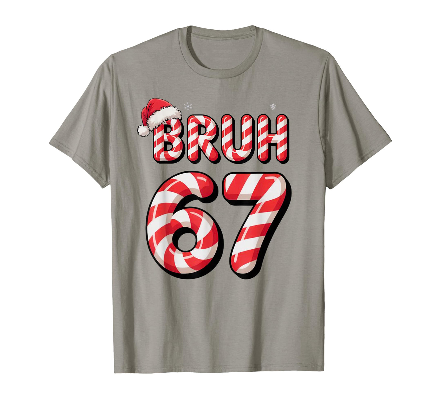 Bruh 67 Christmas Candy Cane for Teen Boys Six Seven Meme T-Shirt