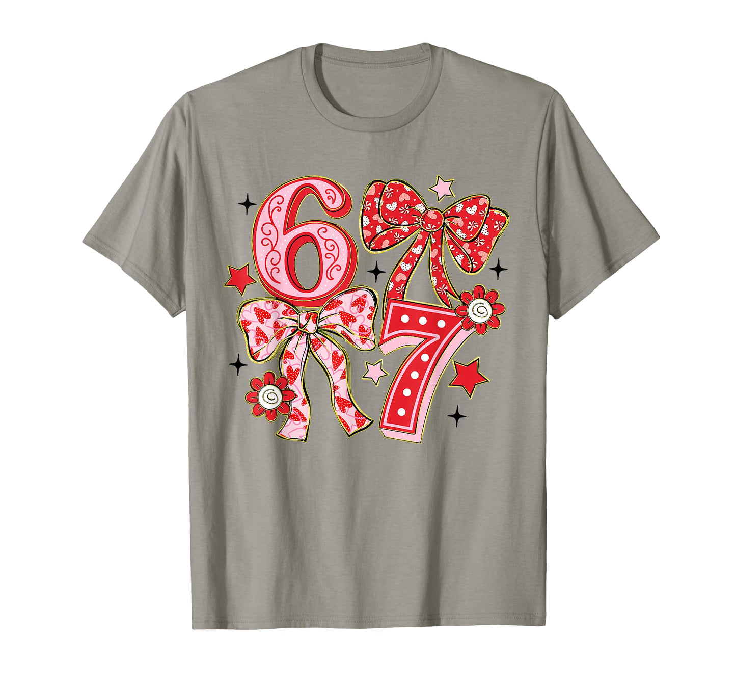 Six Seven 67 Meme Coquette Bow 6 7 Valentines Day Girls Kids T-Shirt
