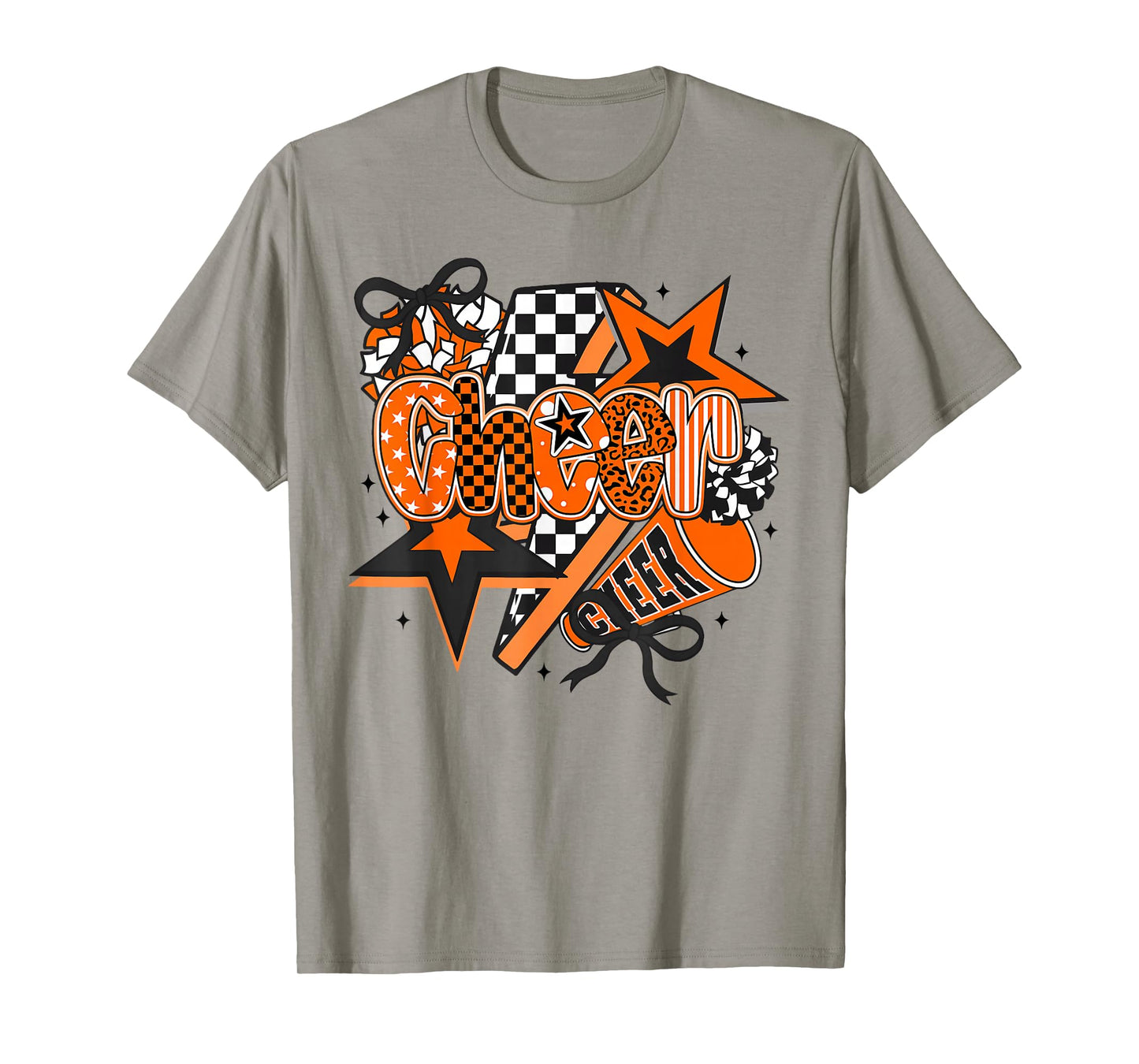 Preppy Cheer Game Day Cheer Mom Cheerleader Go Cheer Orange T-Shirt