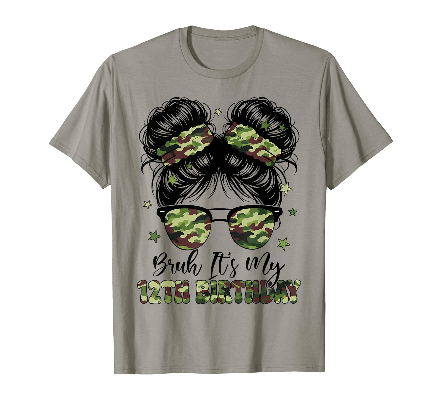 Bruh Its My 12th Birthday Girl Camo Twelve 12 Years Old Kids T-Shirt
