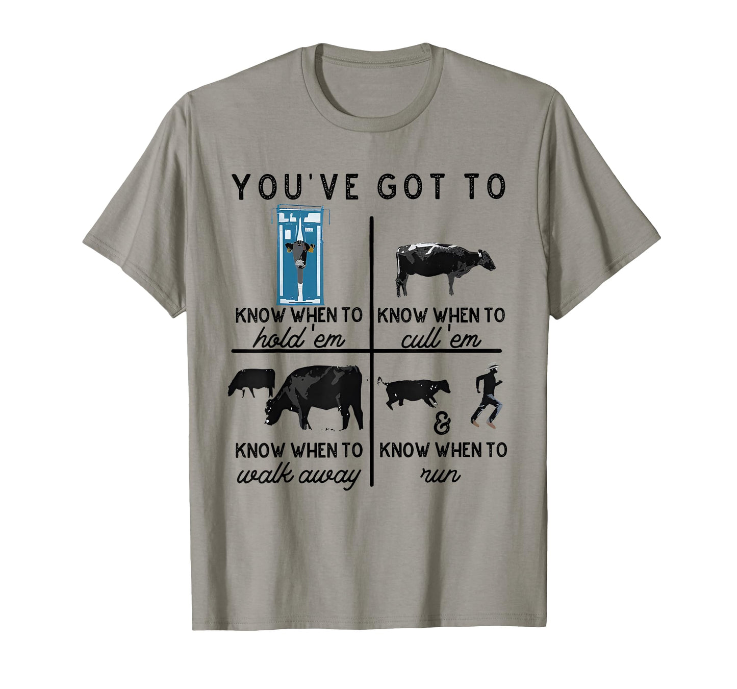 You've Got To Know When To Hold'em Retro Funny Cow Lover T-Shirt