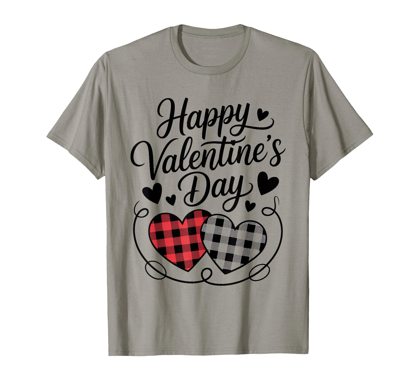 Happy Valentines Day Plaid Hearts Cute Love T-Shirt