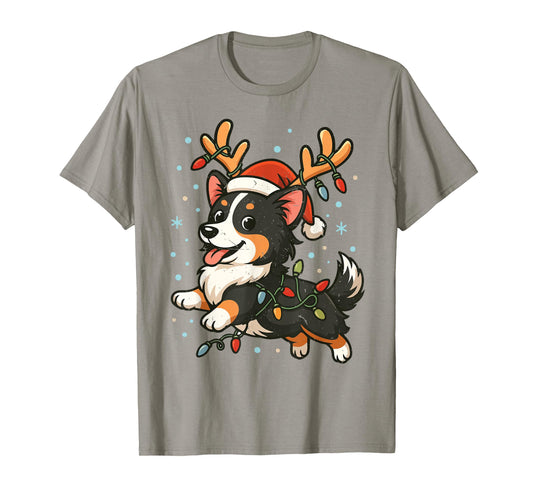 Funny Reindeer Tri Color Corgi Christmas Pajama Costume Pjs T-Shirt