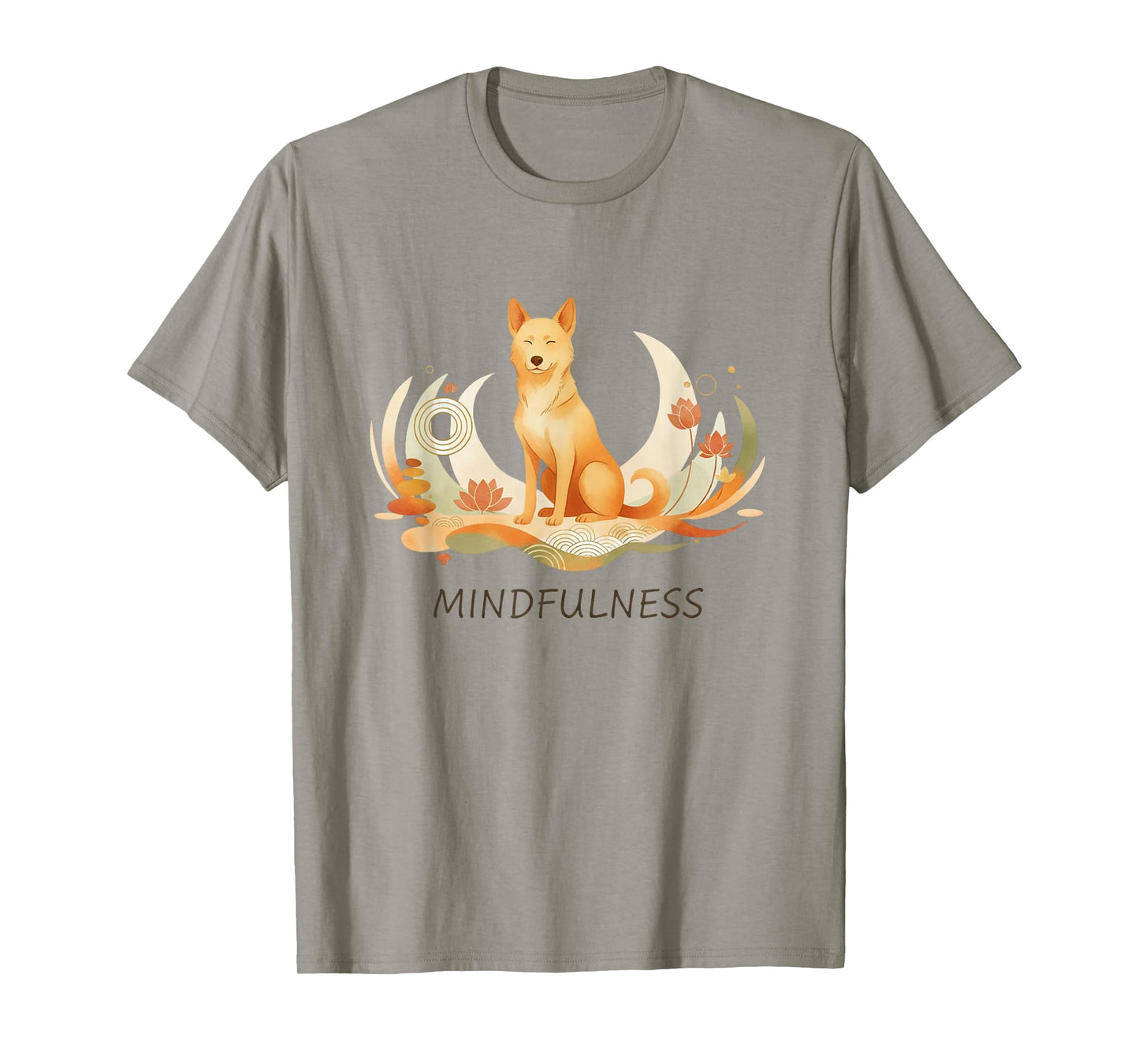 Peace Walking Monk Dog Minimalist Zen Art T-Shirt