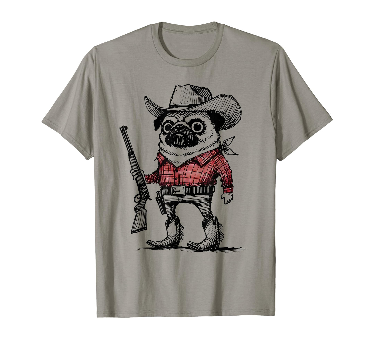 Cowboy Pug Dog Funny Western Outfit Red Pug Cowboy Meme T-Shirt