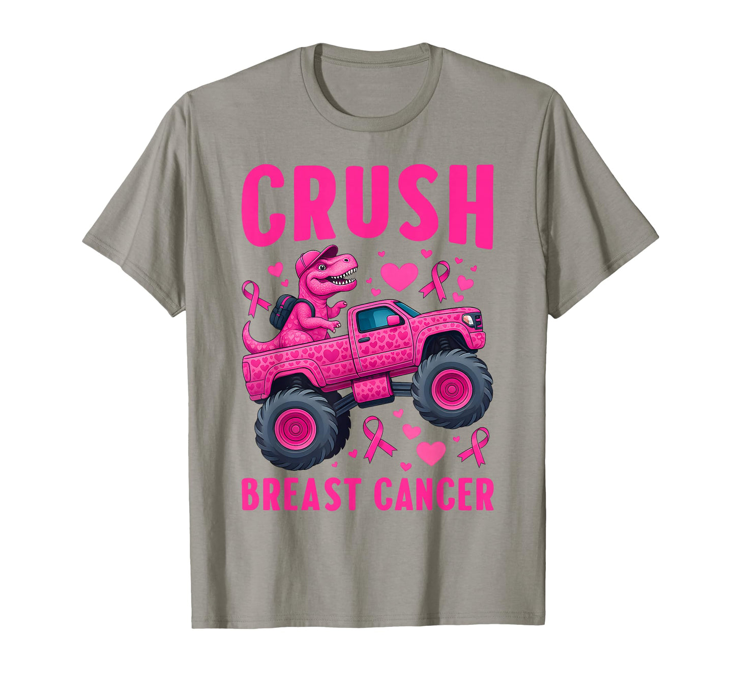 Crush Breast Cancer Awareness Monster Truck Toddler Boy Kids T-Shirt