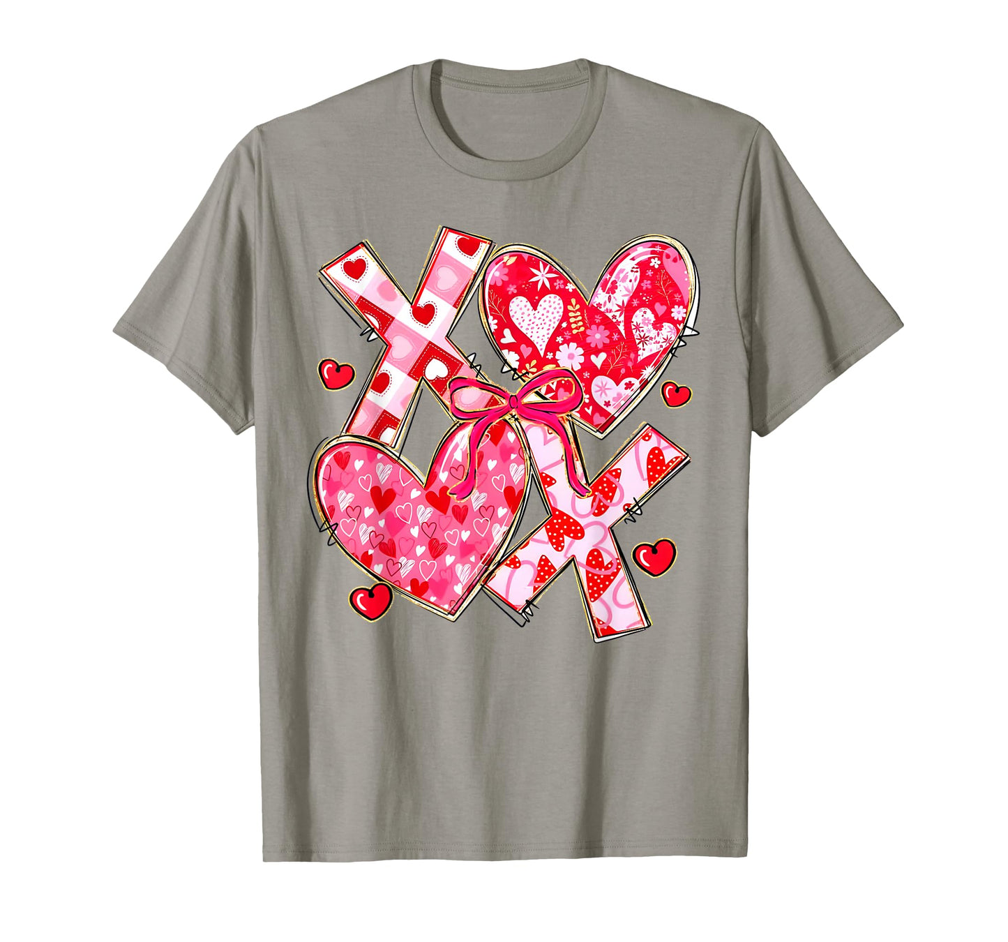 Coquette Valentine XOXO Funny Valentine Bow Hearts Lover T-Shirt