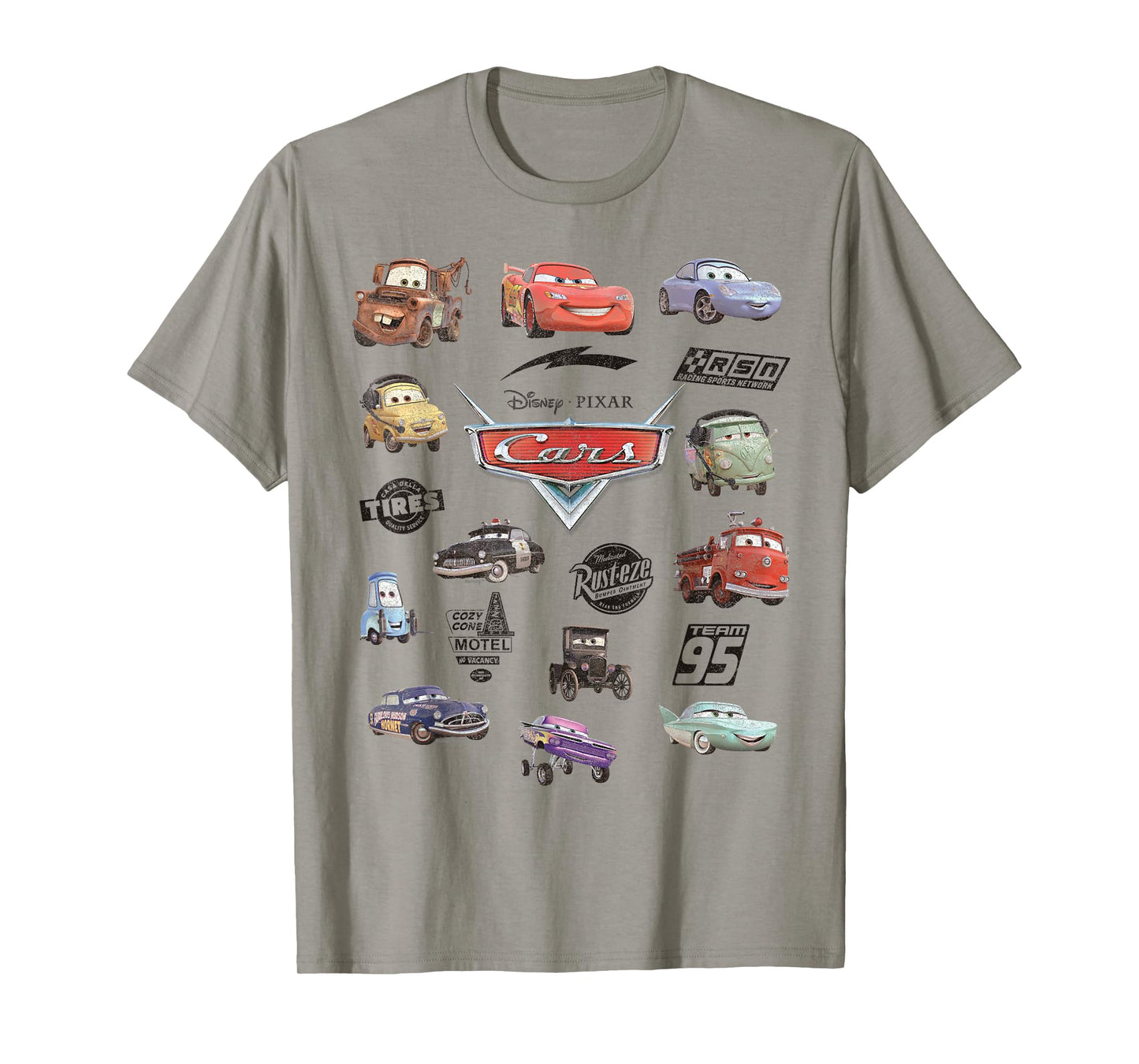 Disney Pixar Cars Radiator Springs Neighbors Distressed Art T-Shirt