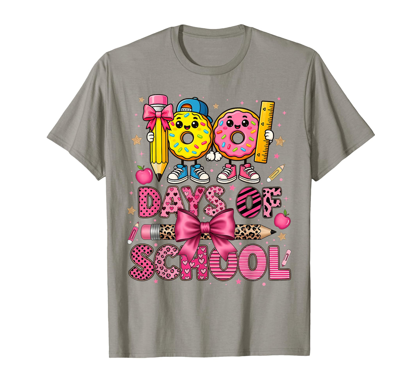100 Days of School Donut Pencil Bow Boys Girls Kids T-Shirt