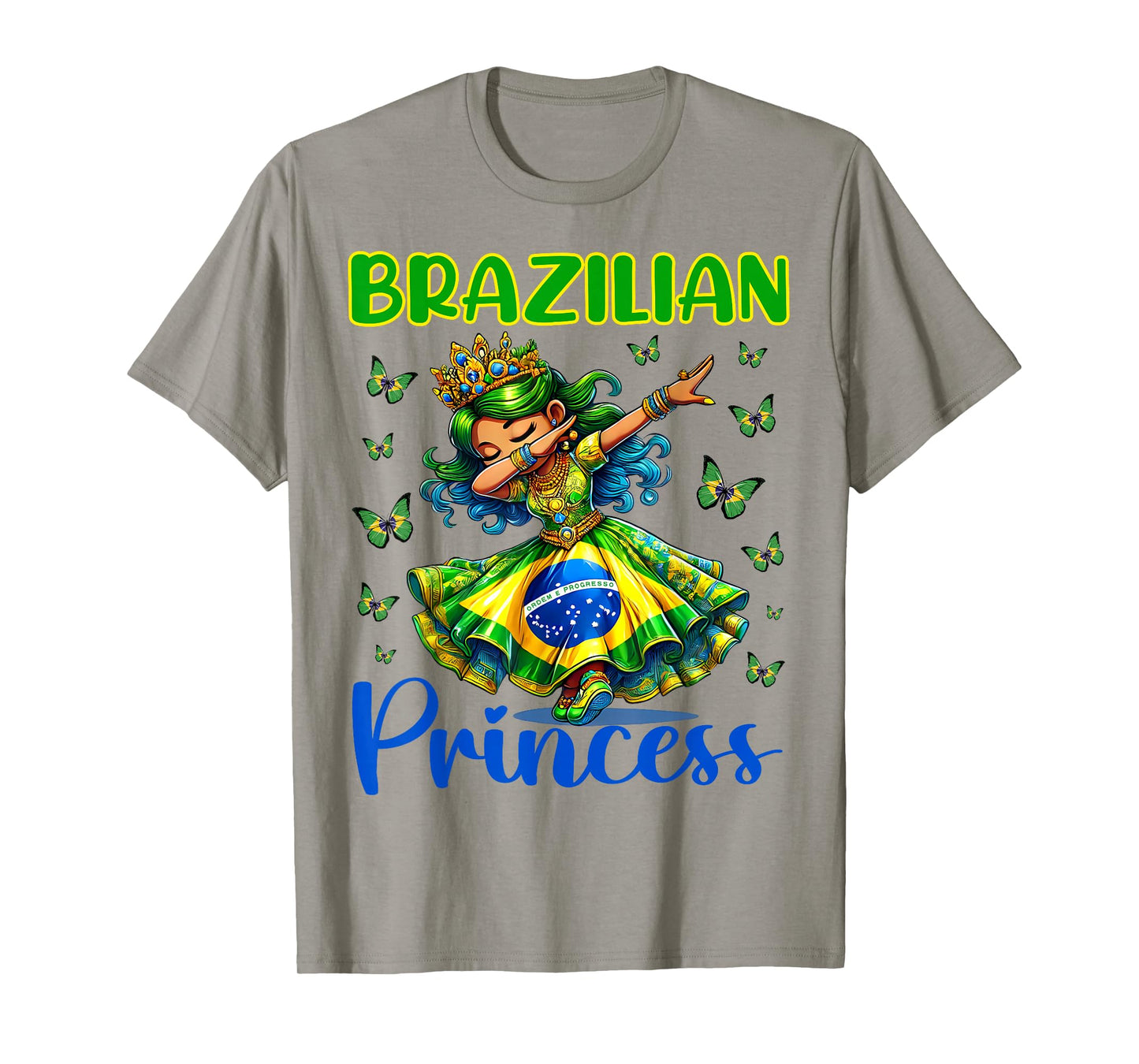 Brazilian Princess Dab Girl Flag Dress Heritage Girls Kids T-Shirt
