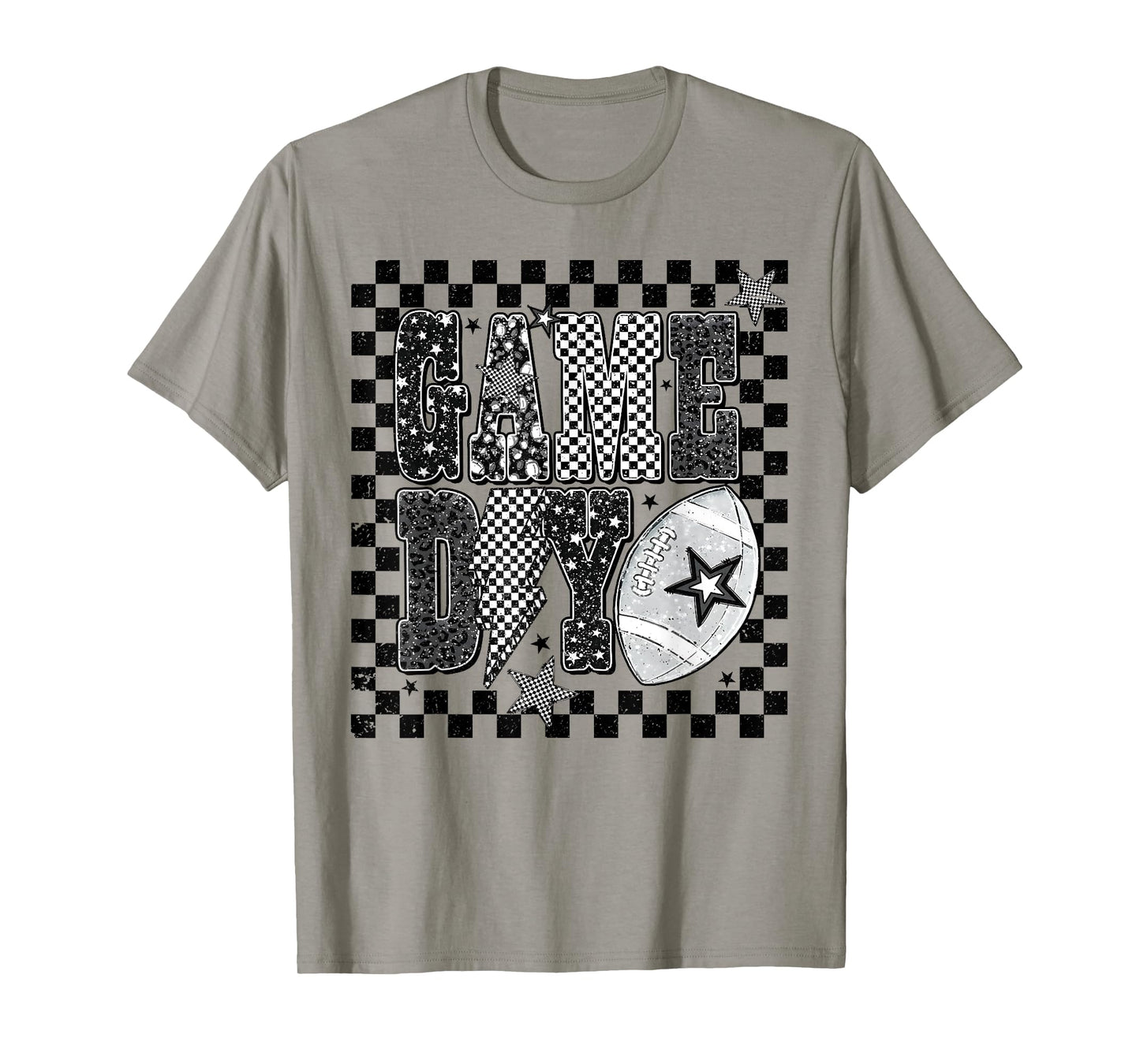 Checkered Game Day Football Team Sport Cute Touchdown Season T-Shirt