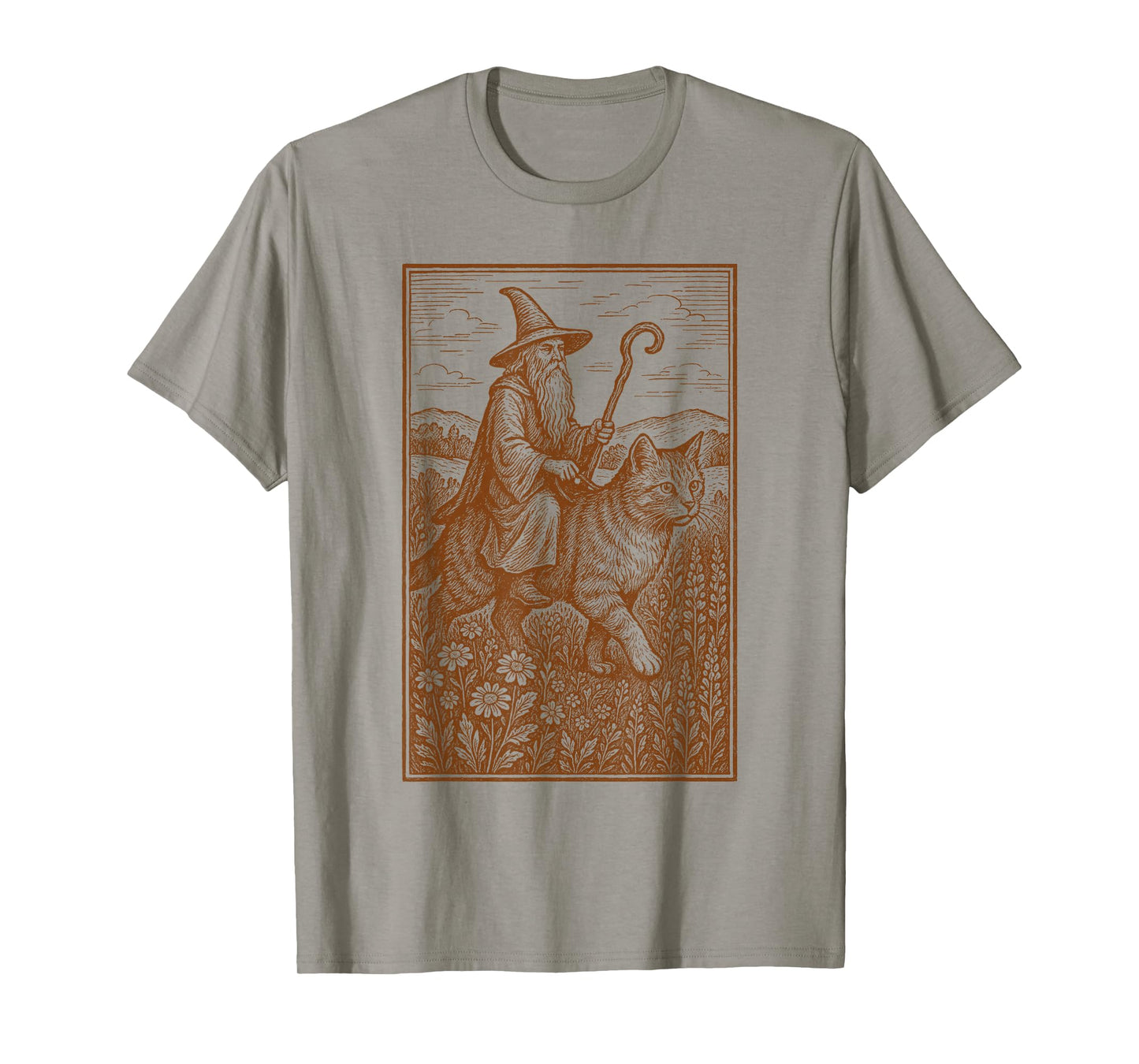 Wizard Riding Cat Castlecore Renaissance Medieval Fair T-Shirt
