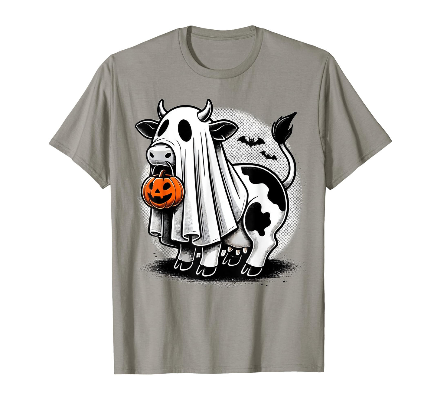 Awesome Moo Halloween Cow Wearing Ghost Costume With Pumpkin T-Shirt