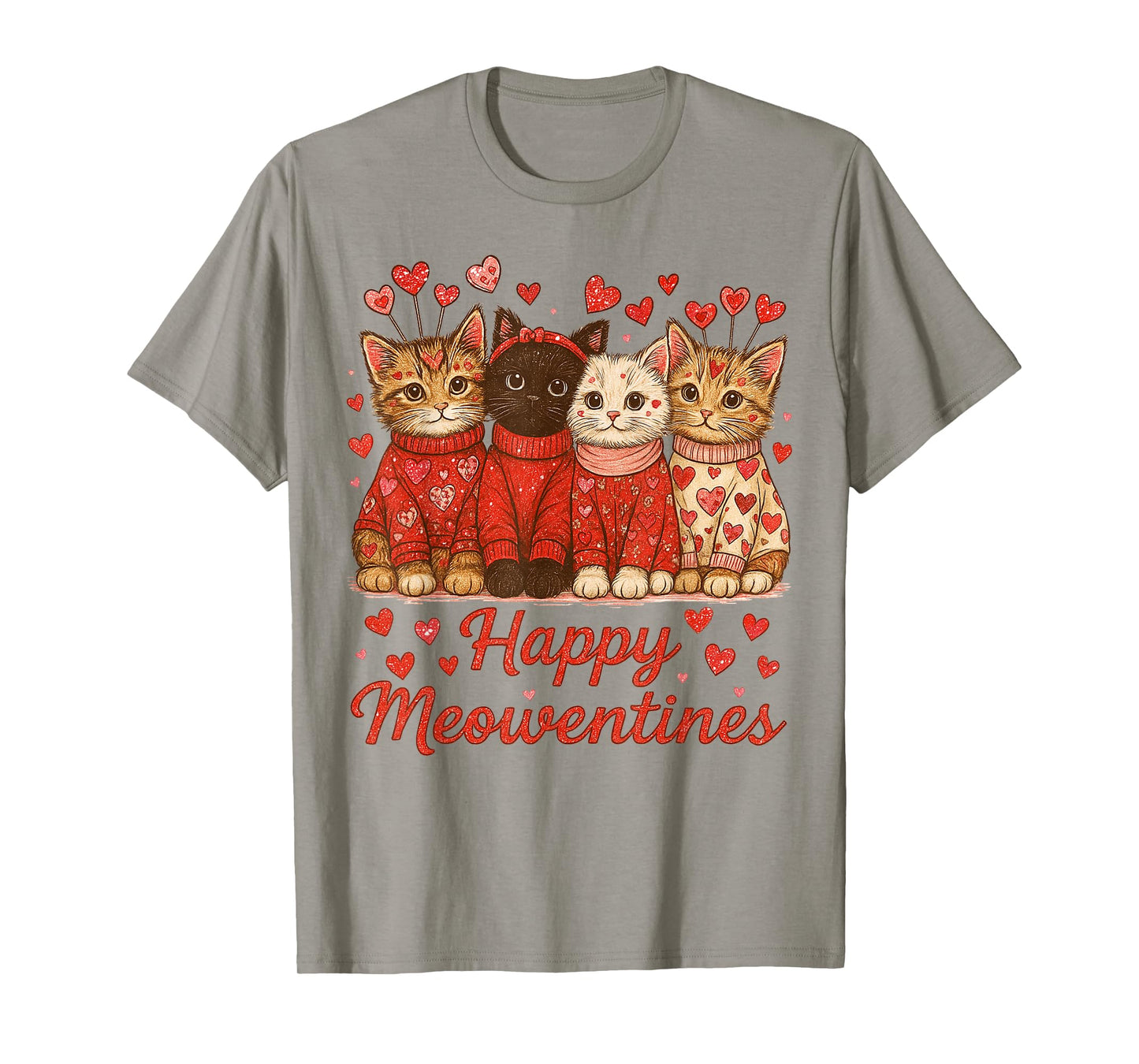 Happy Meowentines Cute Valentine Cat Lover Cat Mom Women Kid T-Shirt