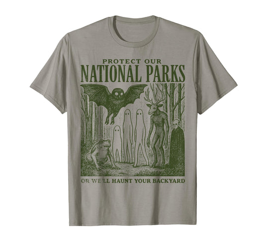 Protect Our National Parks Mothman Cryptid Weirdcore Horror T-Shirt