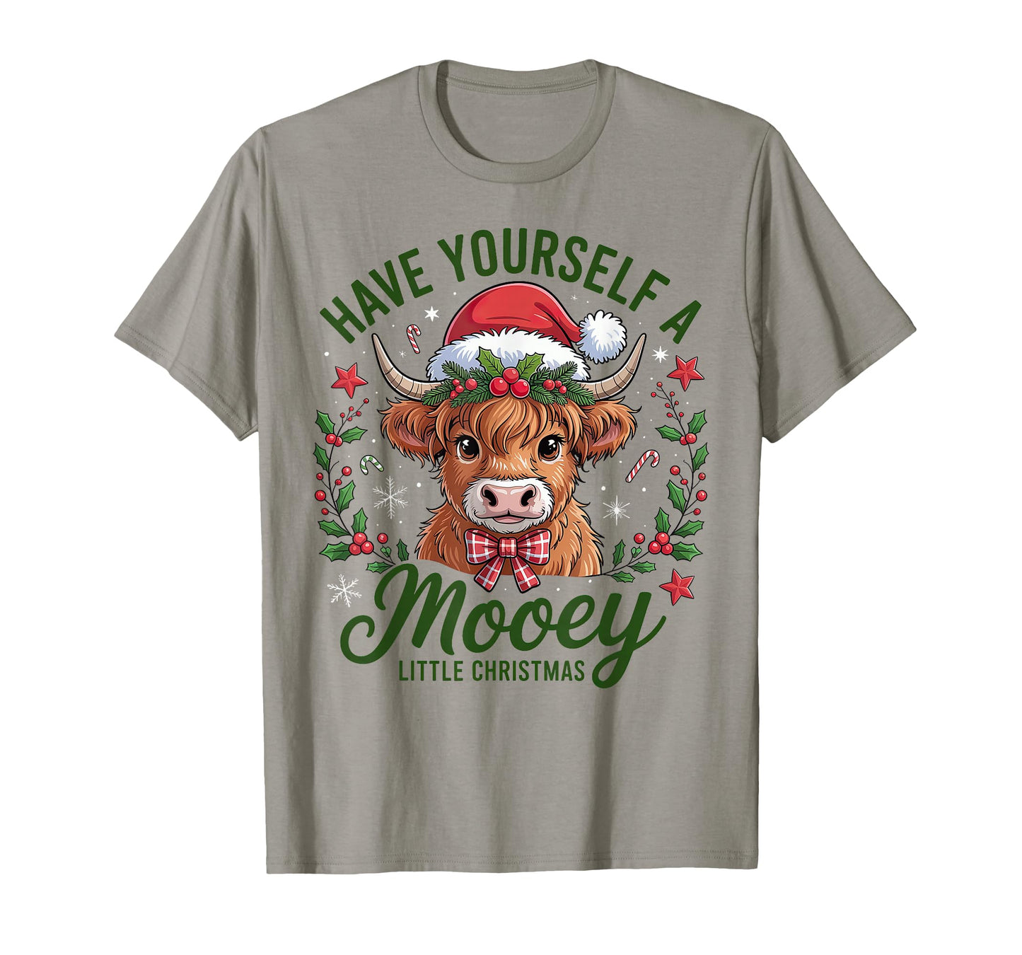 Have Yourself A Mooey Little Christmas Highland Cow Santa T-Shirt